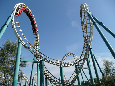 Rollercoaster in amusement park